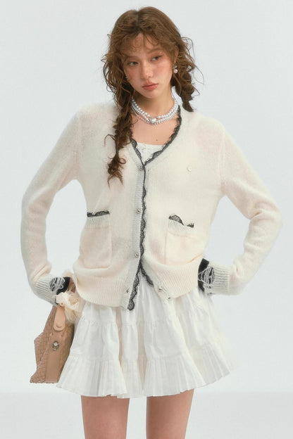 우아한 레이스 패치워크 가디건 