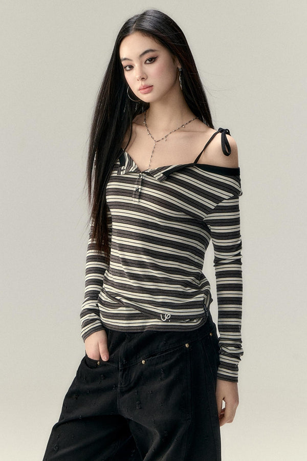 One-Shoulder Wool Blend  Long Sleeve Top