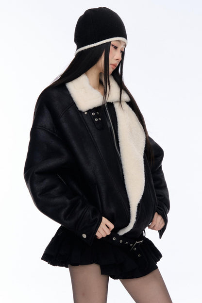 Fur Integrated Lapel Jacket