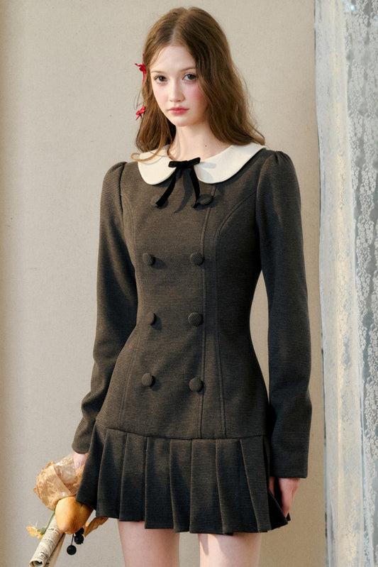 Doll Collar Pleated Dress 