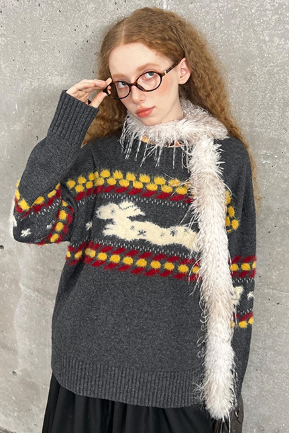 Round Neck Winter Knit Sweater