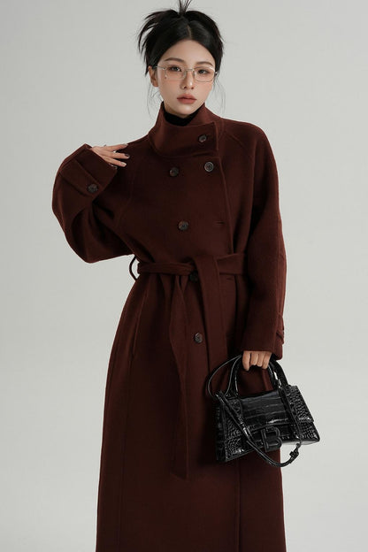 Premium Stand-Up Collar Long Coat