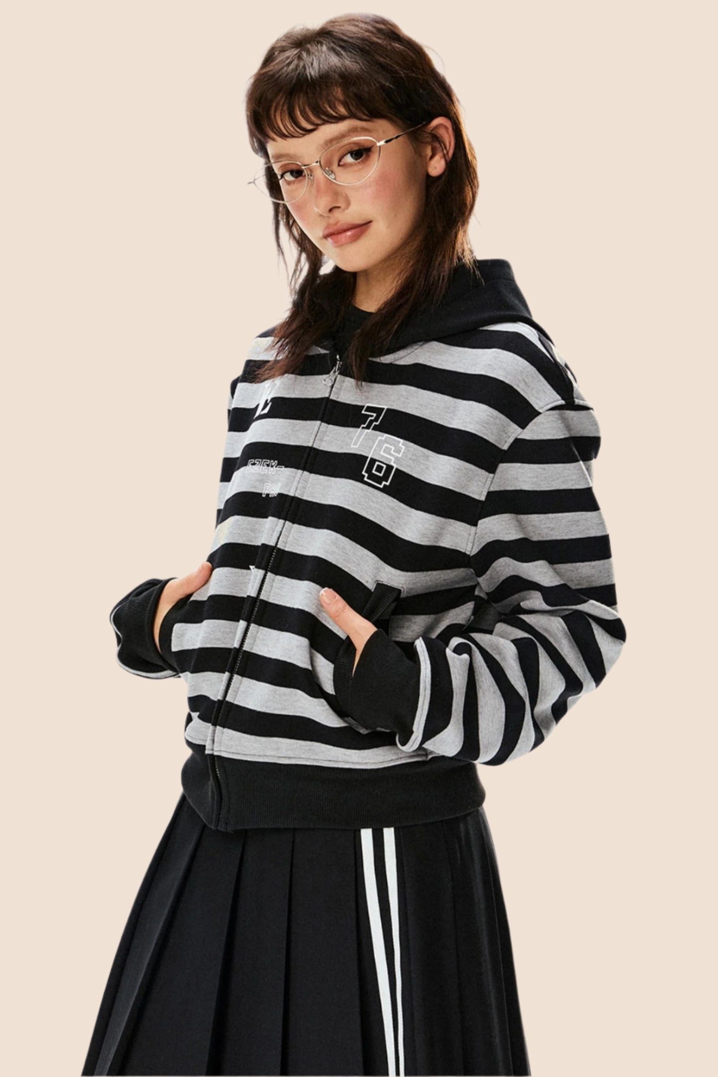 Retro Hooded Striped Sweatshirt