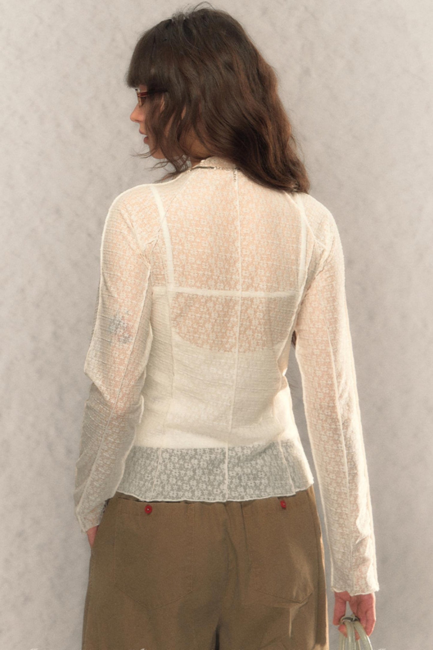 Lace Half-Turtleneck Top
