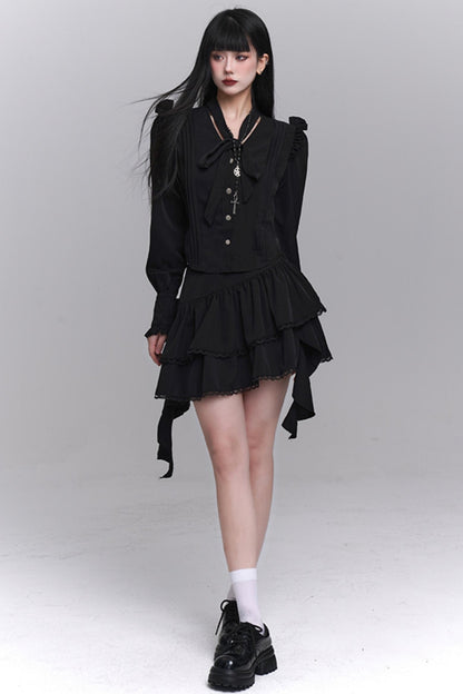 한국 스타일 셔츠 & 스커트 세트 