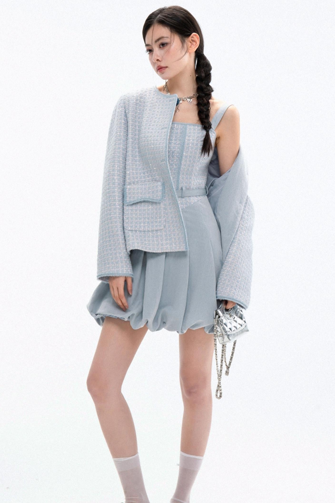 Chic Tweed Coat & Skirt Set-Up