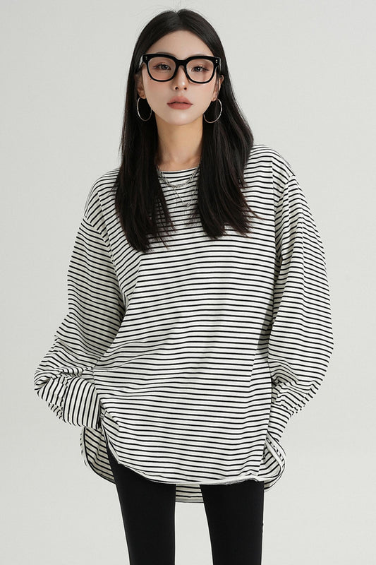 Striped Loose Crew Neck T-Shirt