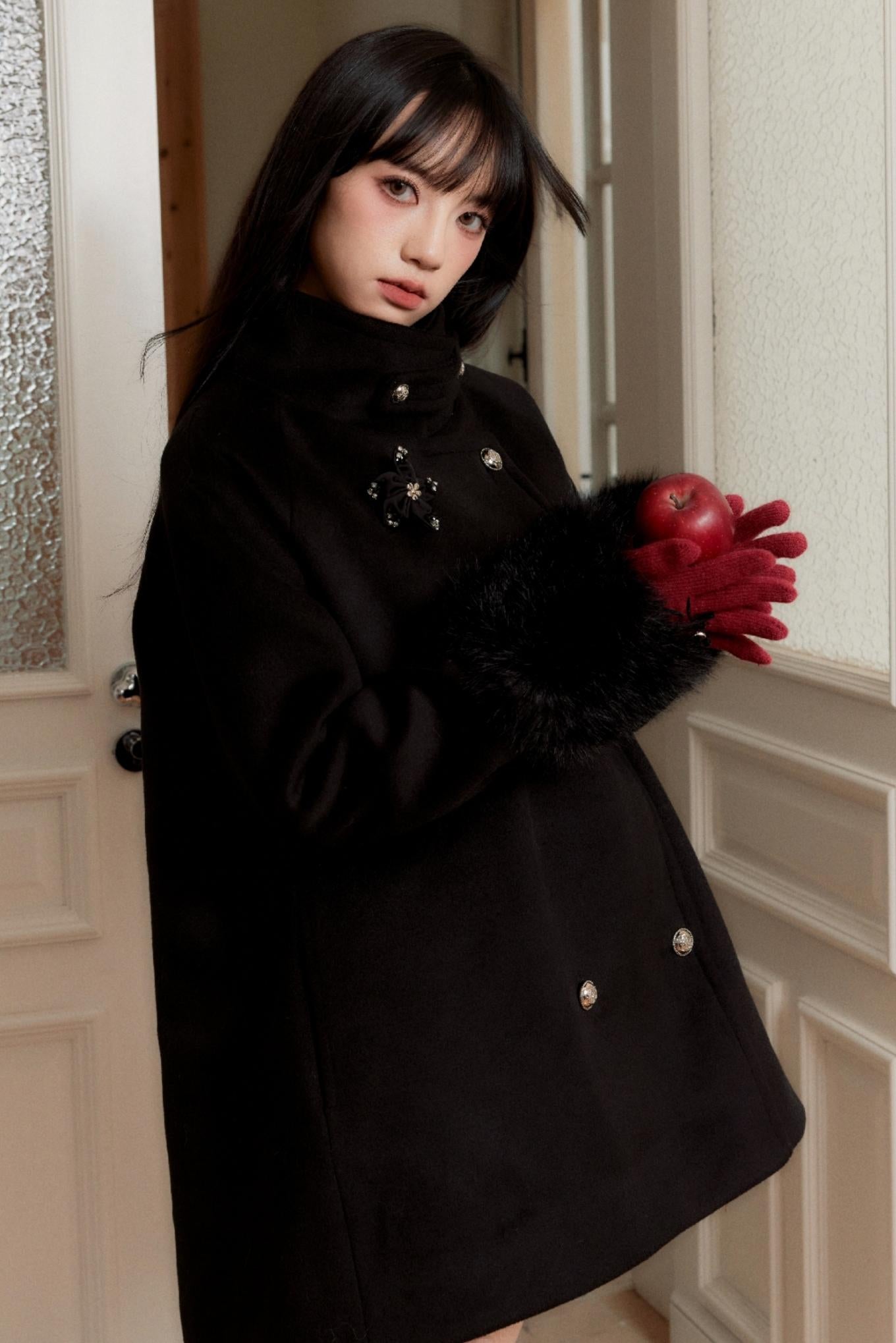 Fragileheart Fragile Store - Showa Old Dream Weihnachten Tochter Mantel Double-breasted Woolen Coat Winter