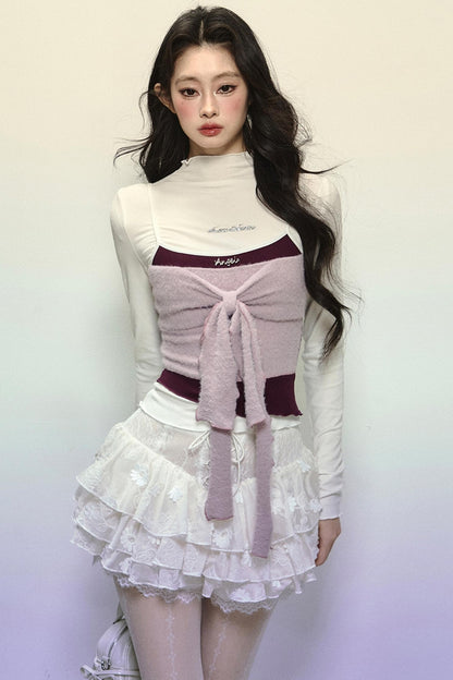 High-Waisted Jacquard Short Skirt