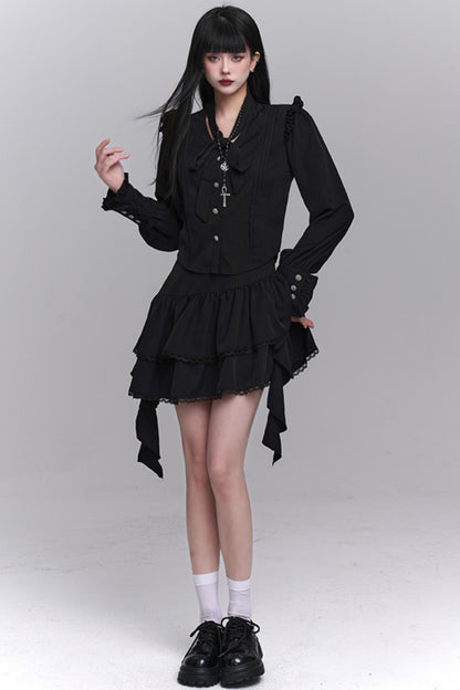 한국 스타일 셔츠 & 스커트 세트 