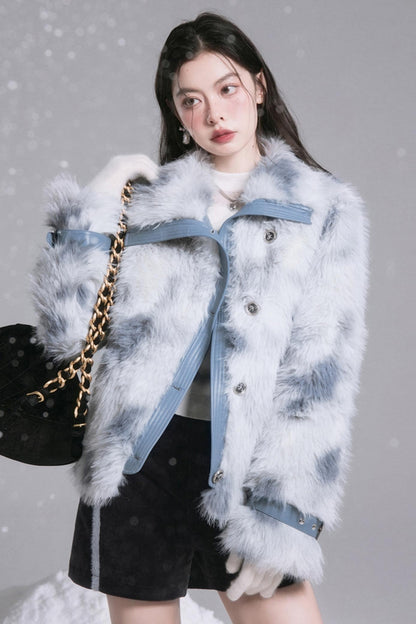 Slanted Lapel Fur Coat