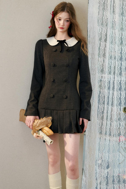 Doll Collar Pleated Dress 