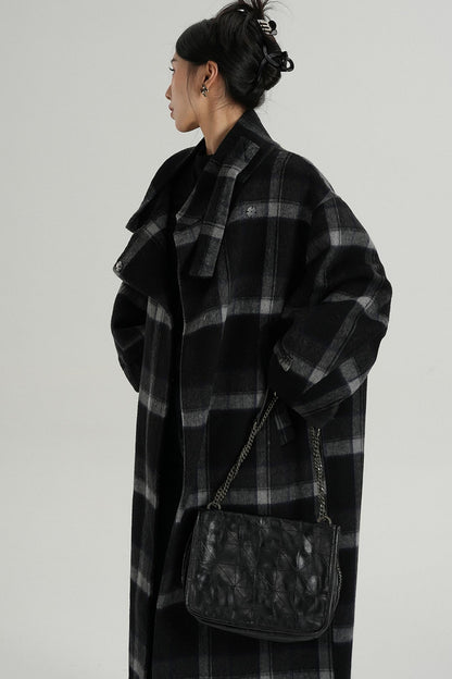 Plaid Wool Long Jacket