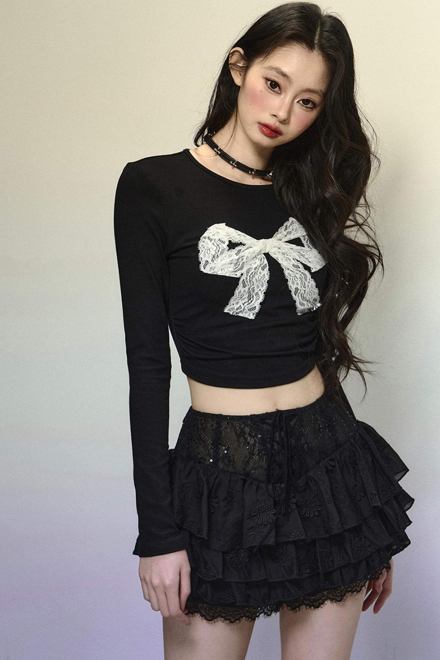 High-Waisted Jacquard Short Skirt