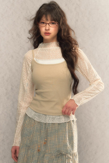 Lace Half-Turtleneck Top