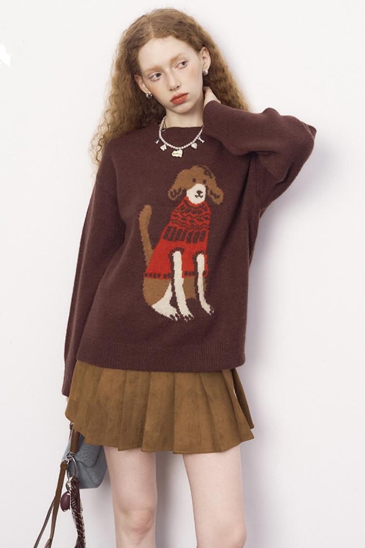 Dog Stitched Pullover Sweater