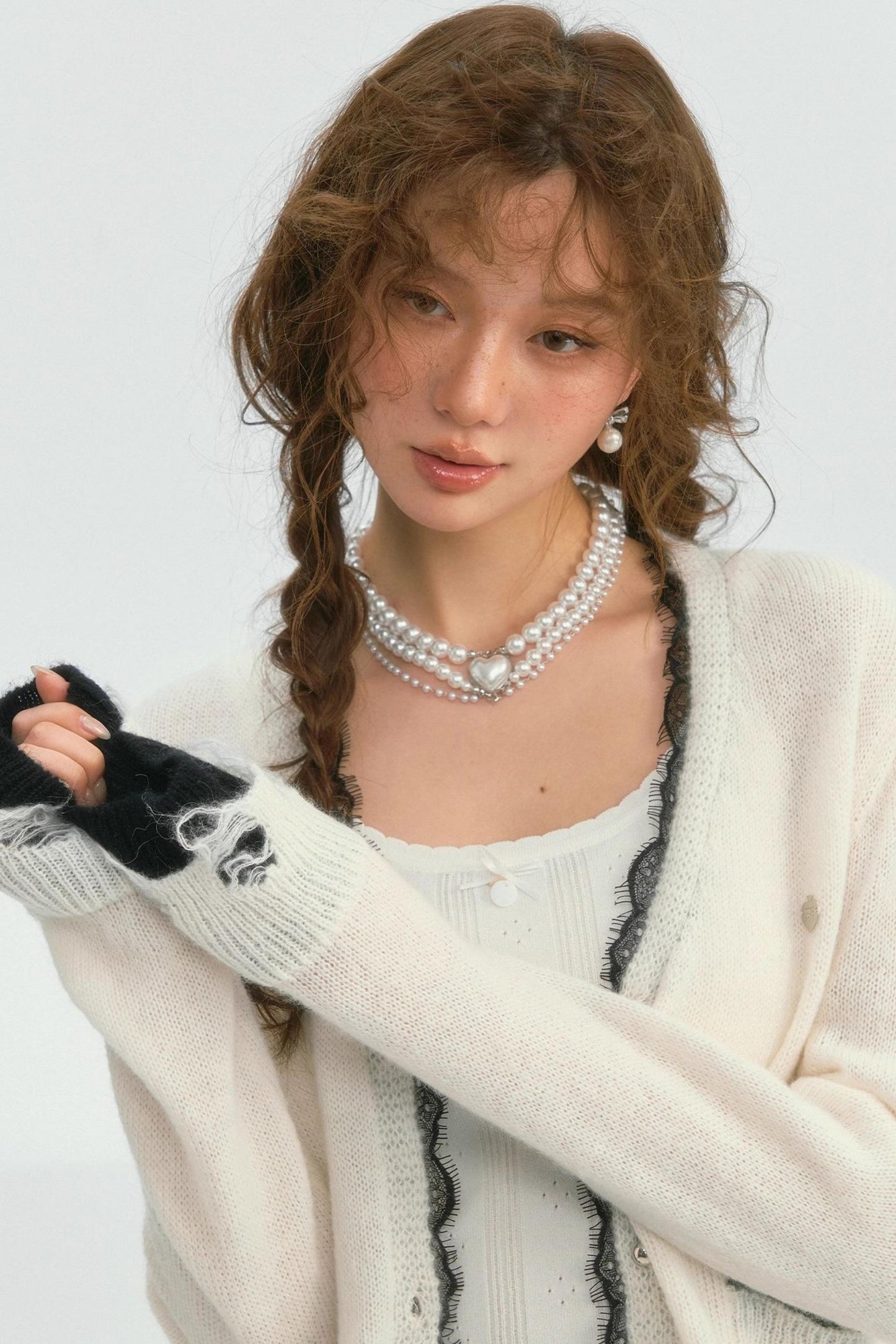 우아한 레이스 패치워크 가디건 