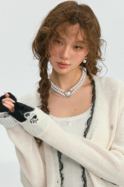 우아한 레이스 패치워크 가디건 