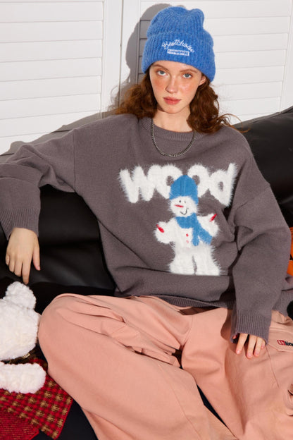Snowman Crewneck Knit Sweater