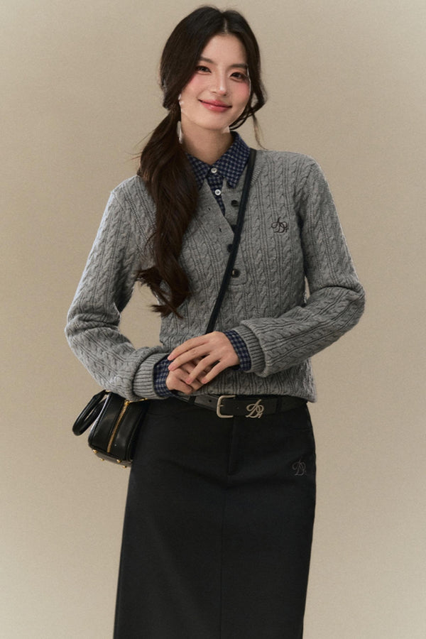 Semi-Open Cable Knit Sweater