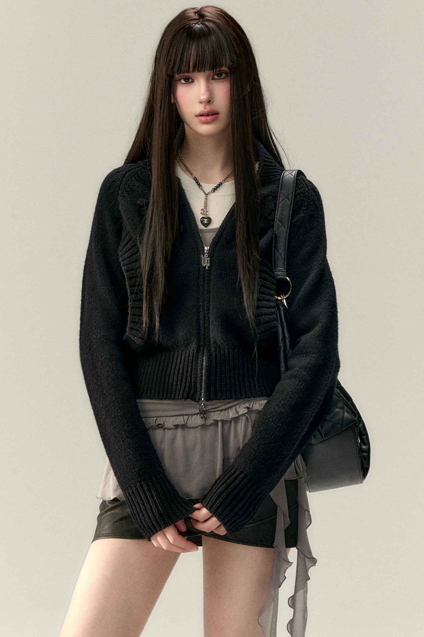 Three-Dimensional Ribbon Pocket Cardigan