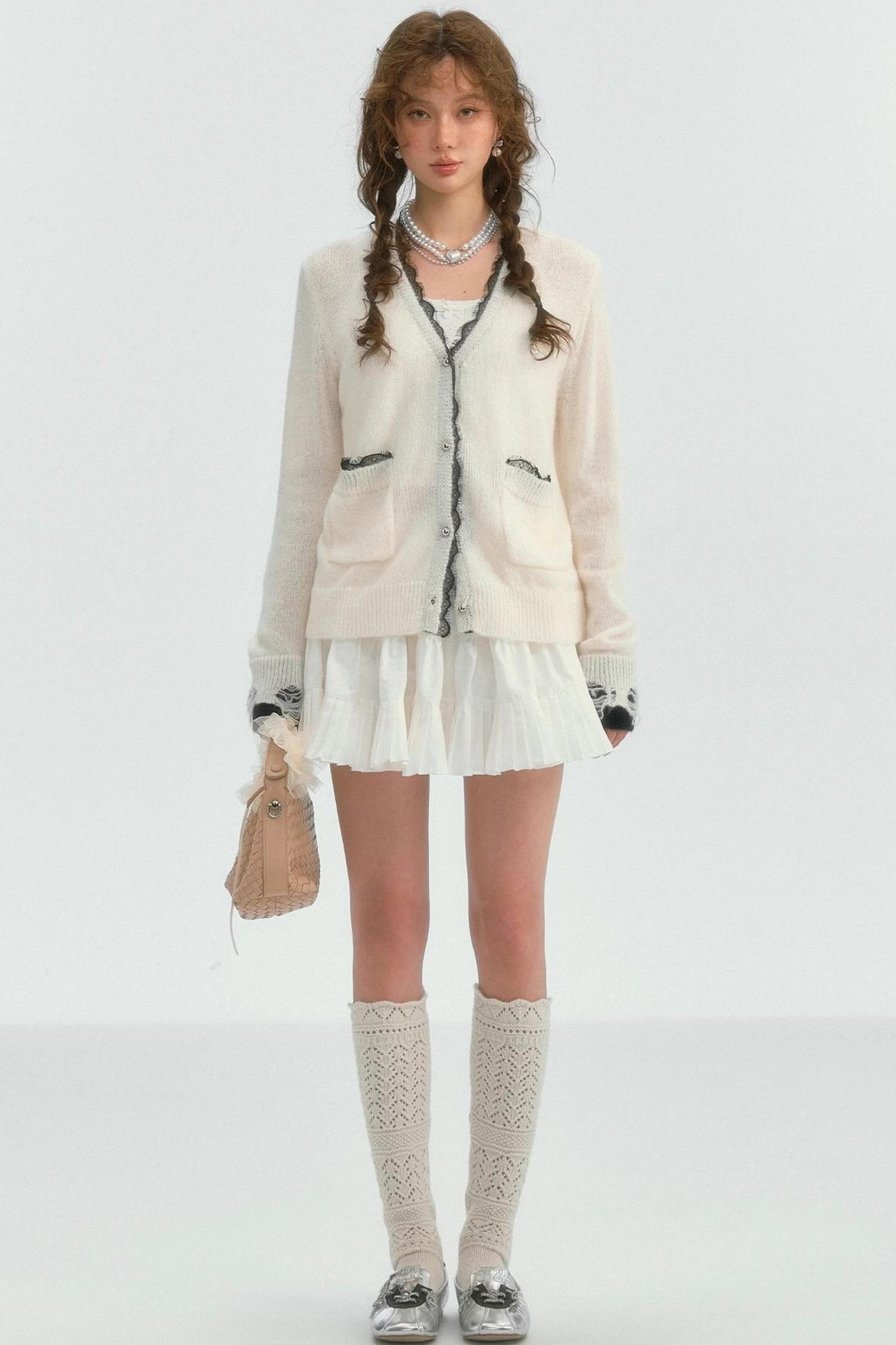 우아한 레이스 패치워크 가디건 