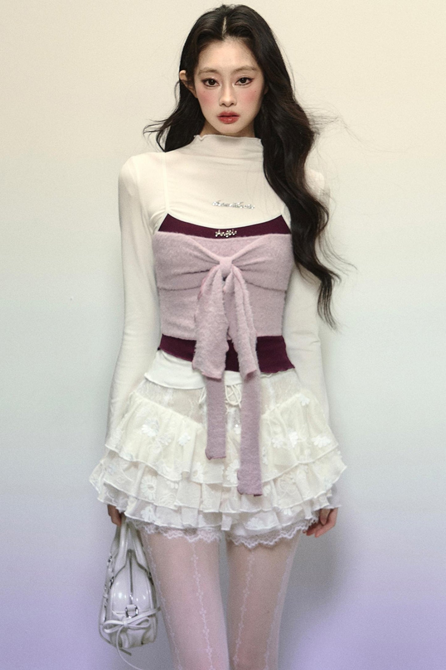 High-Waisted Jacquard Short Skirt