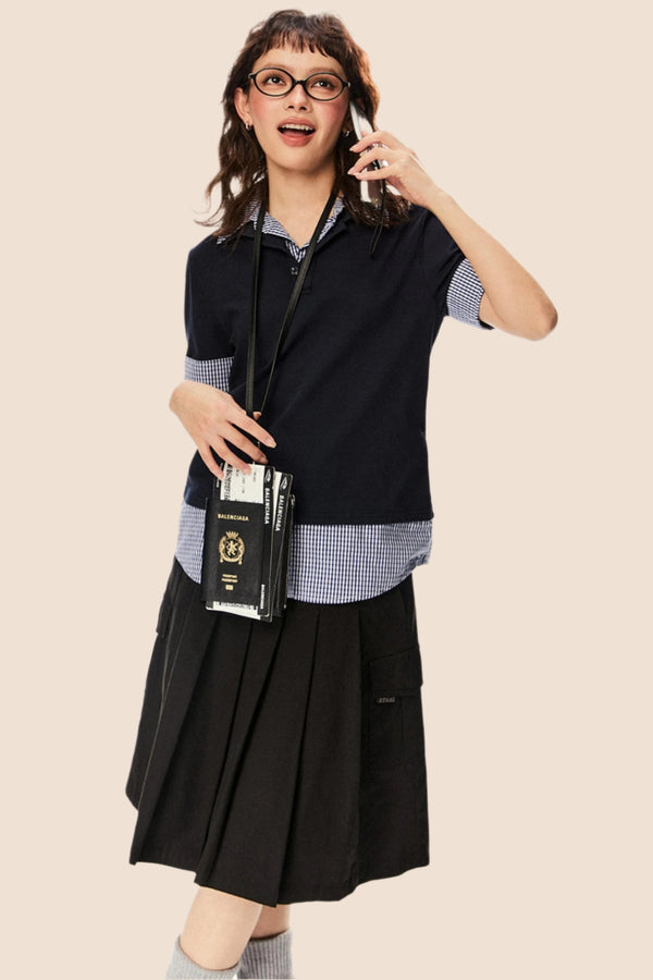 Vintage Contrast Stitching Polo T-Shirt