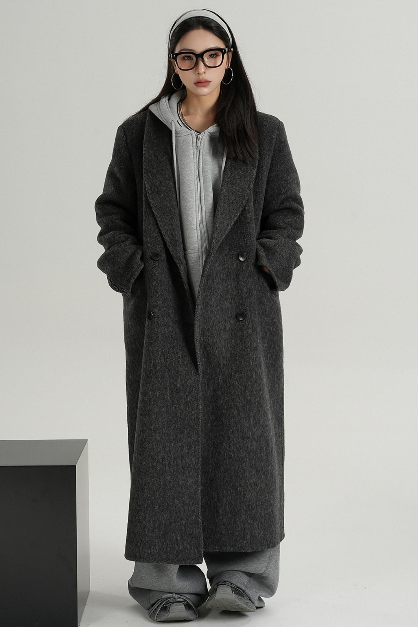 Suit Collar Tweed Wool Coat