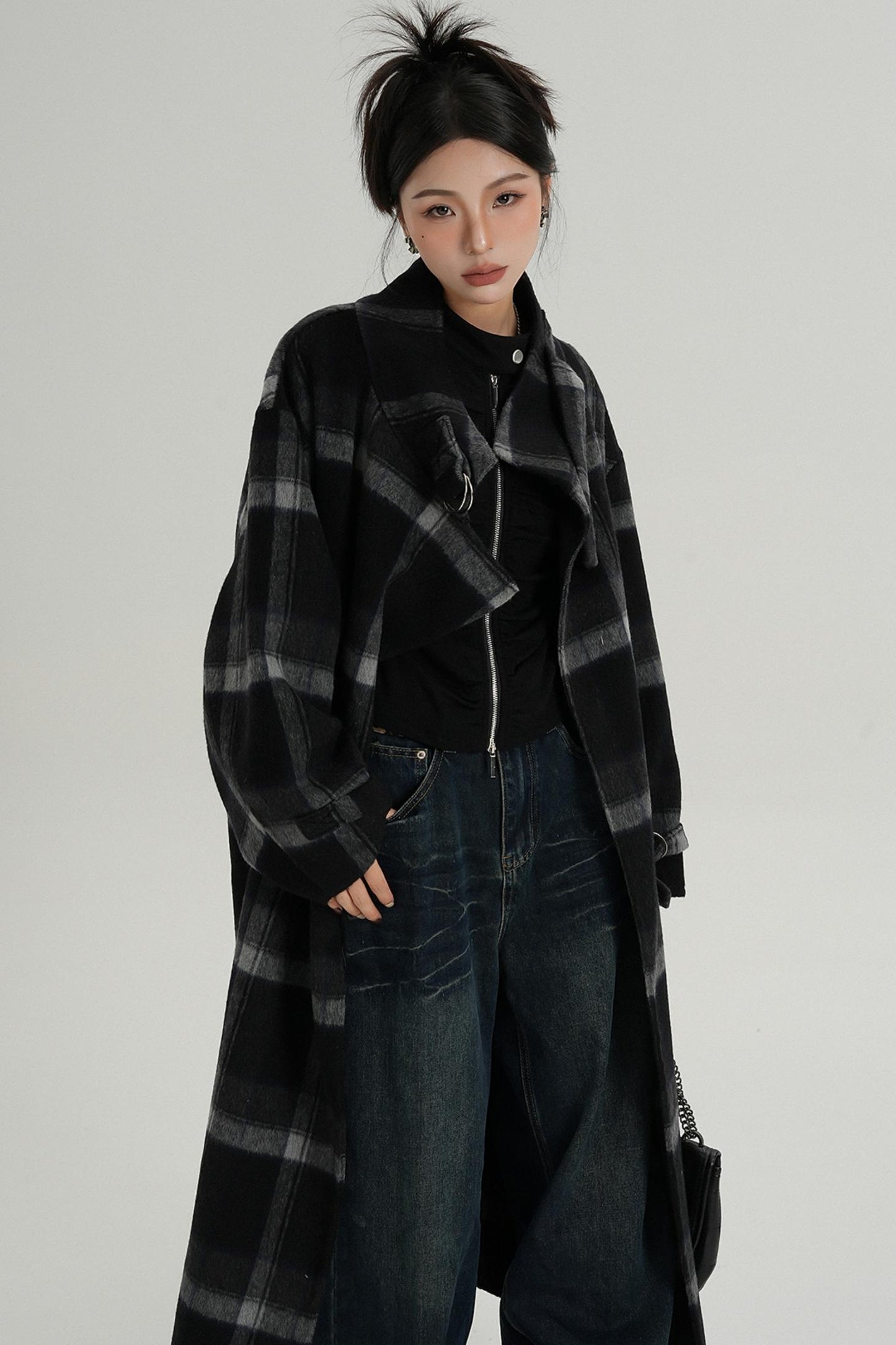 Plaid Wool Long Jacket