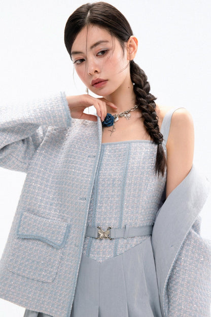 Chic Tweed Coat & Skirt Set-Up