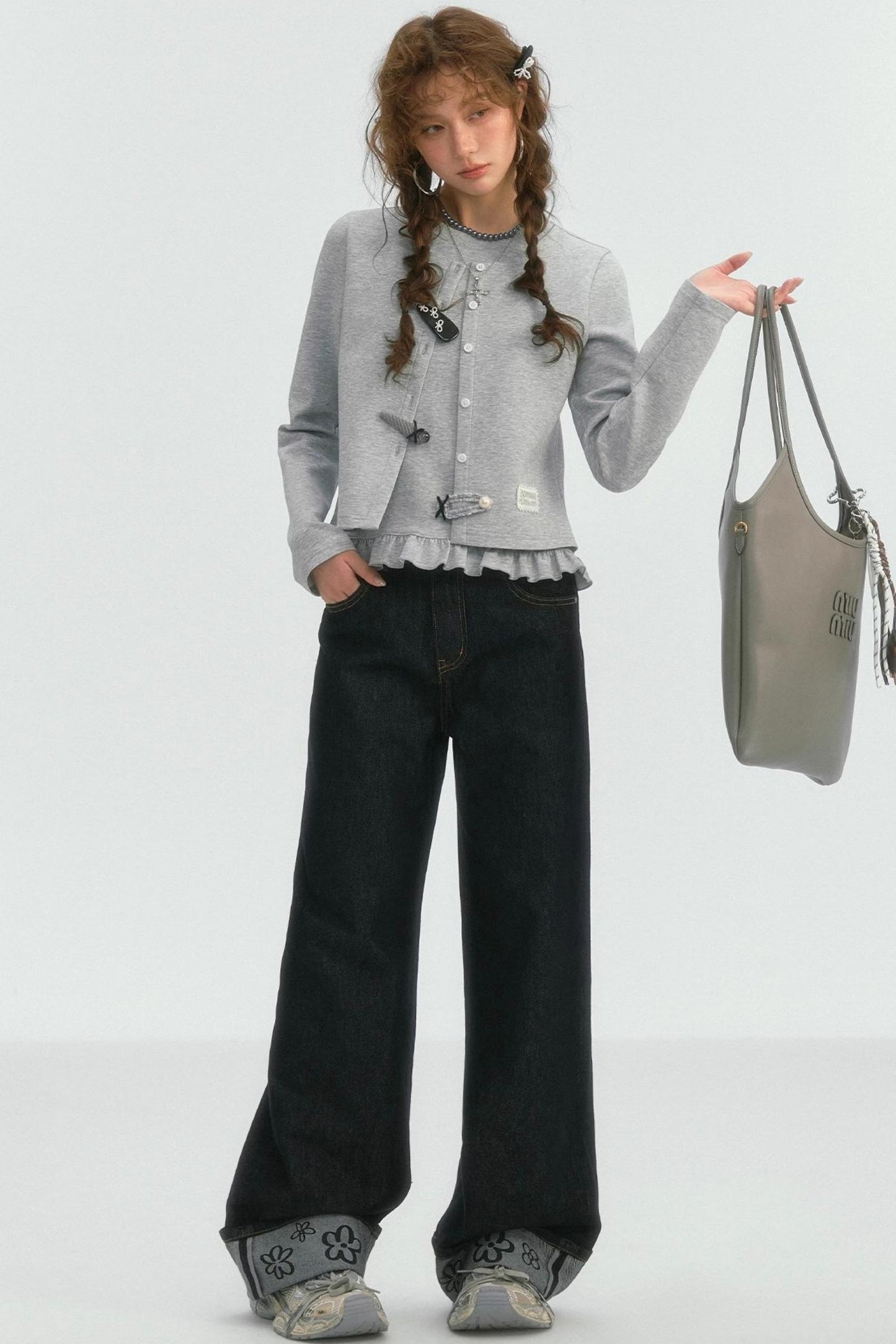 Crewneck Layered Lace Cardigan