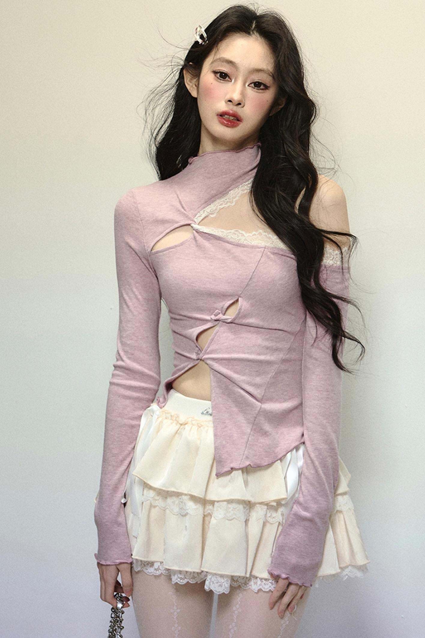 Elegant Half-High Neck Lace Top