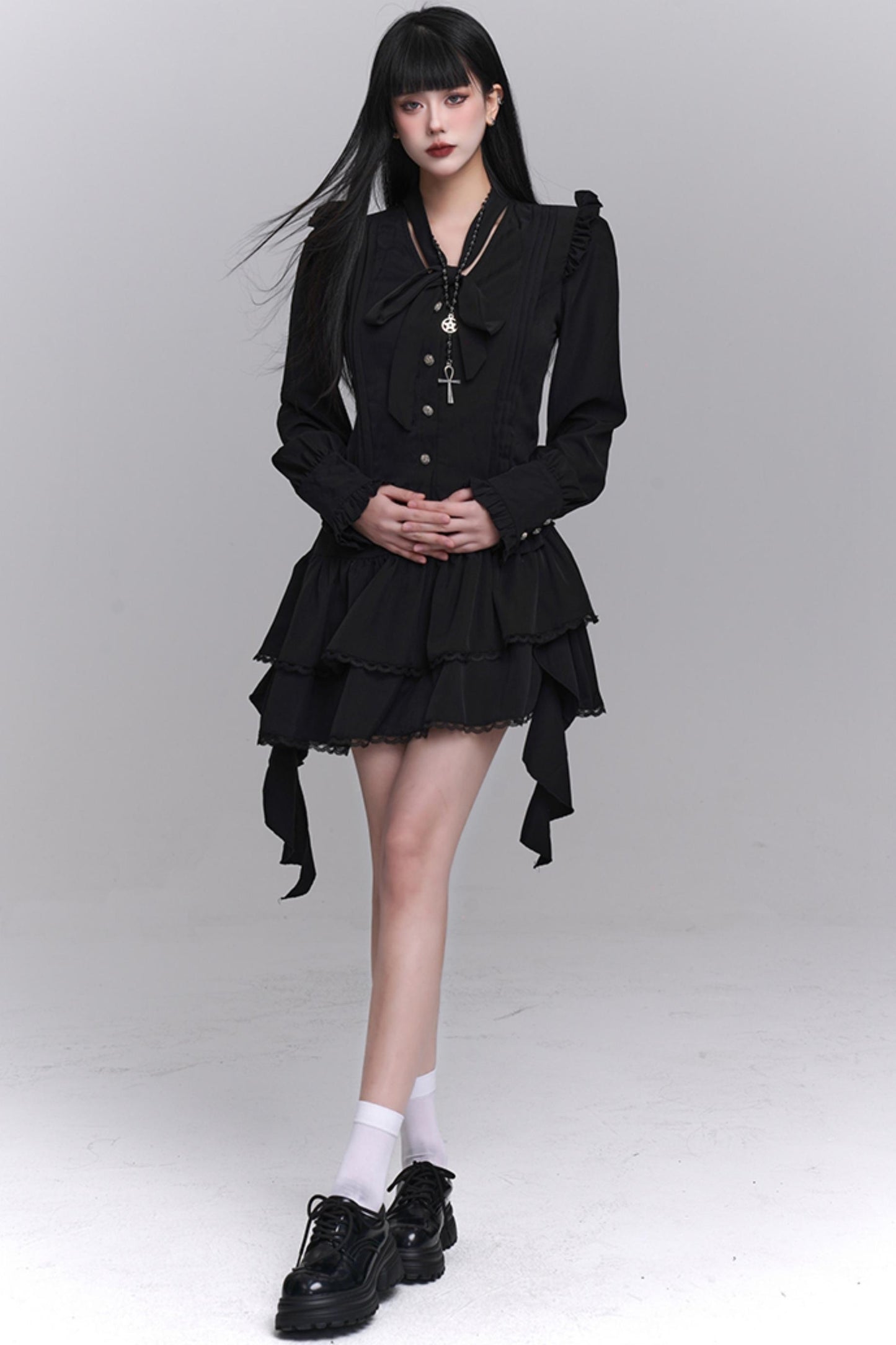 한국 스타일 셔츠 & 스커트 세트 