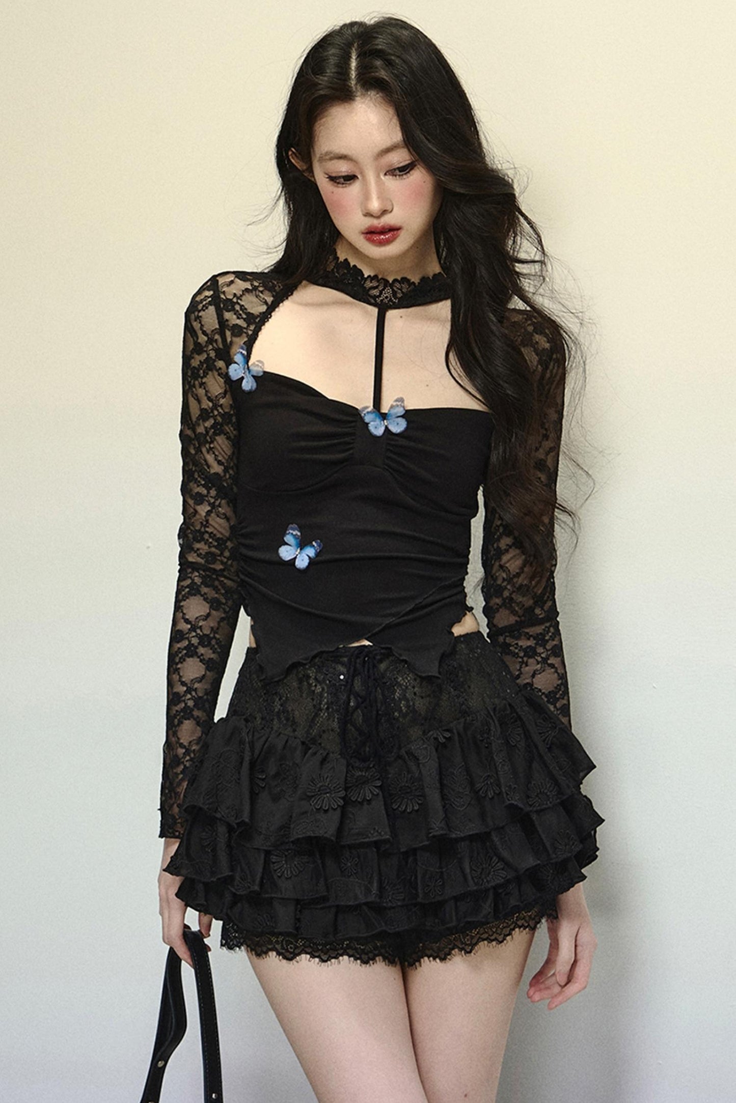 High-Waisted Jacquard Short Skirt