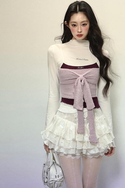 High-Waisted Jacquard Short Skirt