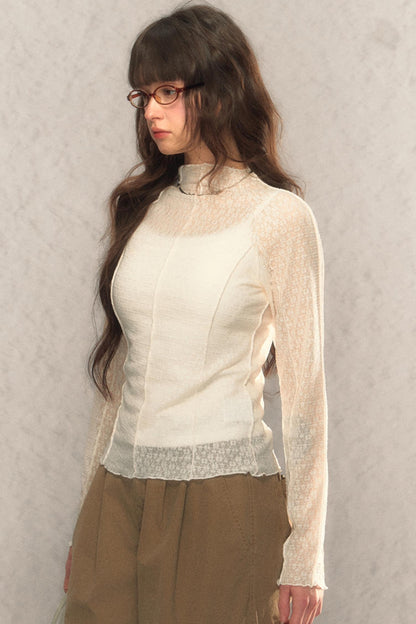 Lace Half-Turtleneck Top