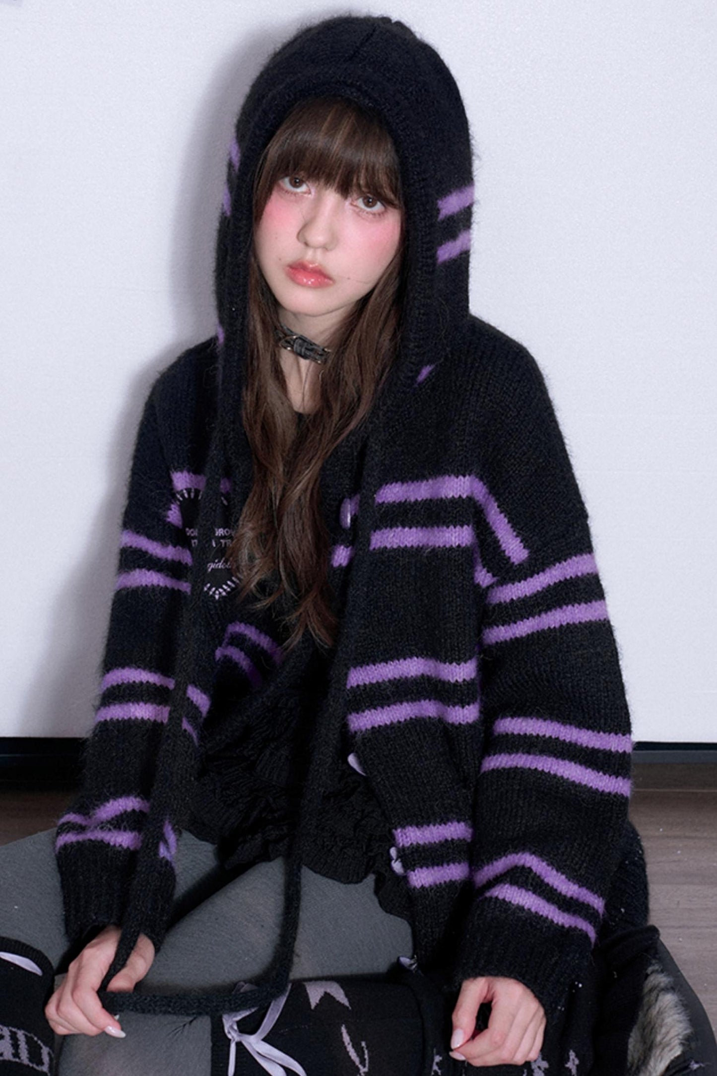 Loose Fit Striped Hoodie Sweater