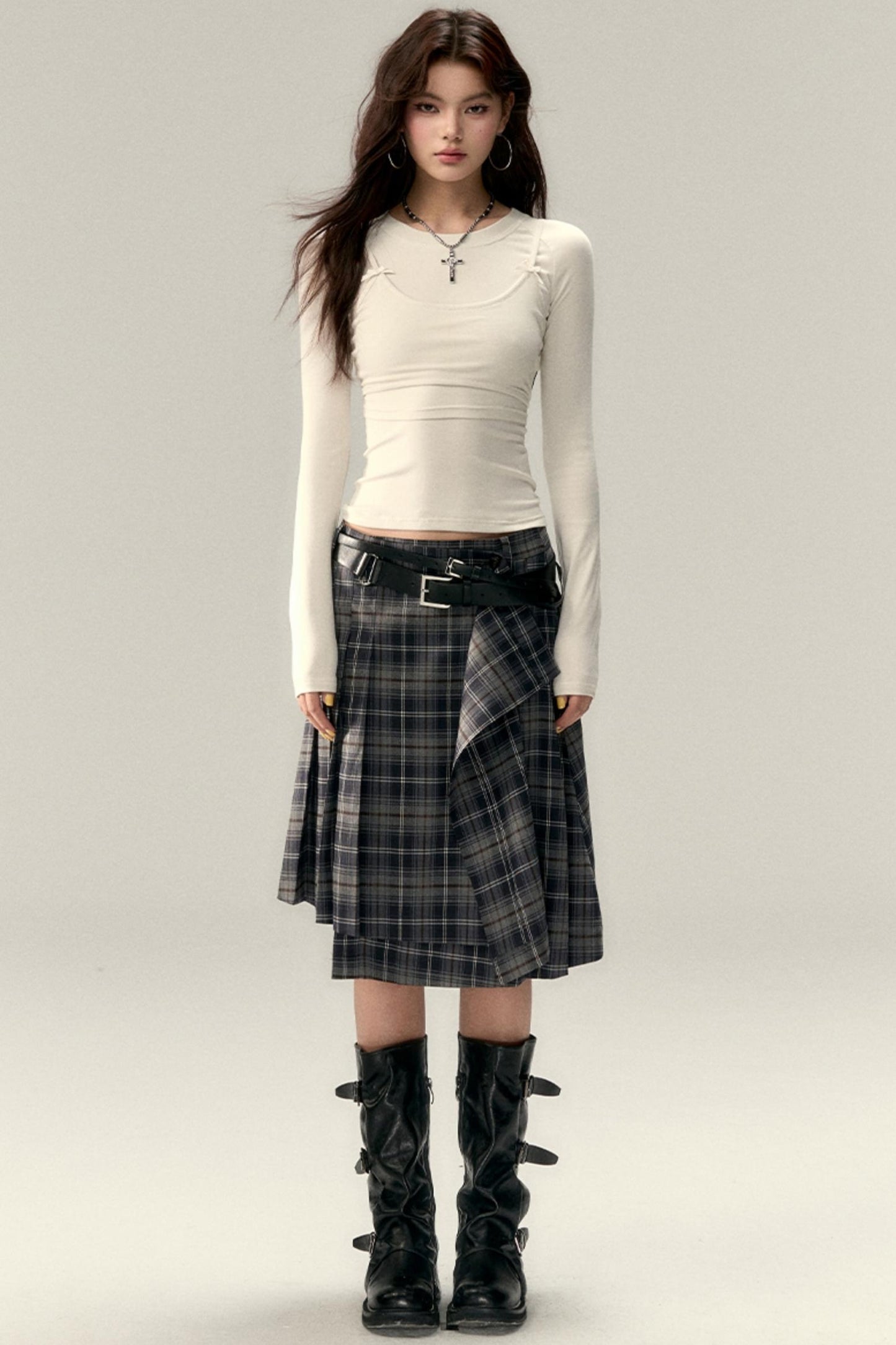 Bow Accent  Long Sleeve Tops