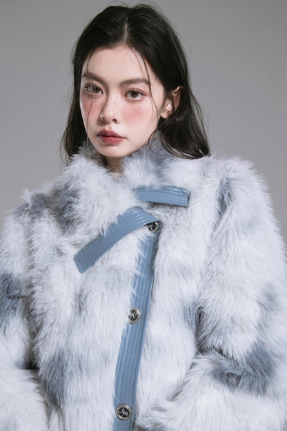 Slanted Lapel Fur Coat