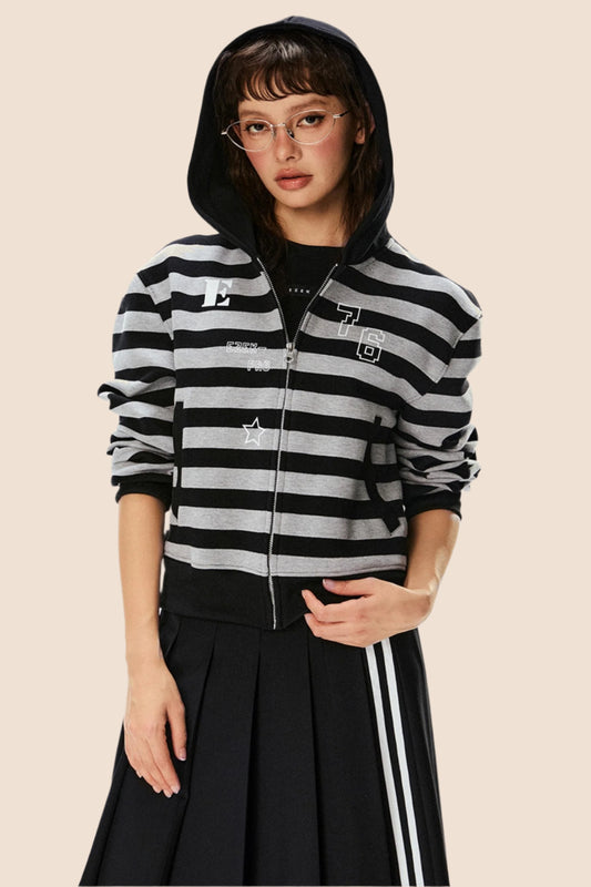 Retro Hooded Striped Sweatshirt