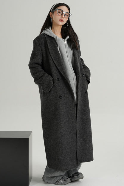 Suit Collar Tweed Wool Coat