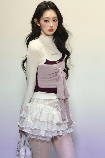 High-Waisted Jacquard Short Skirt