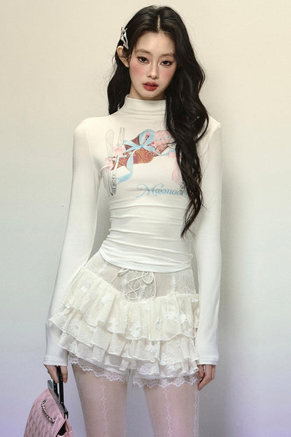 High-Waisted Jacquard Short Skirt