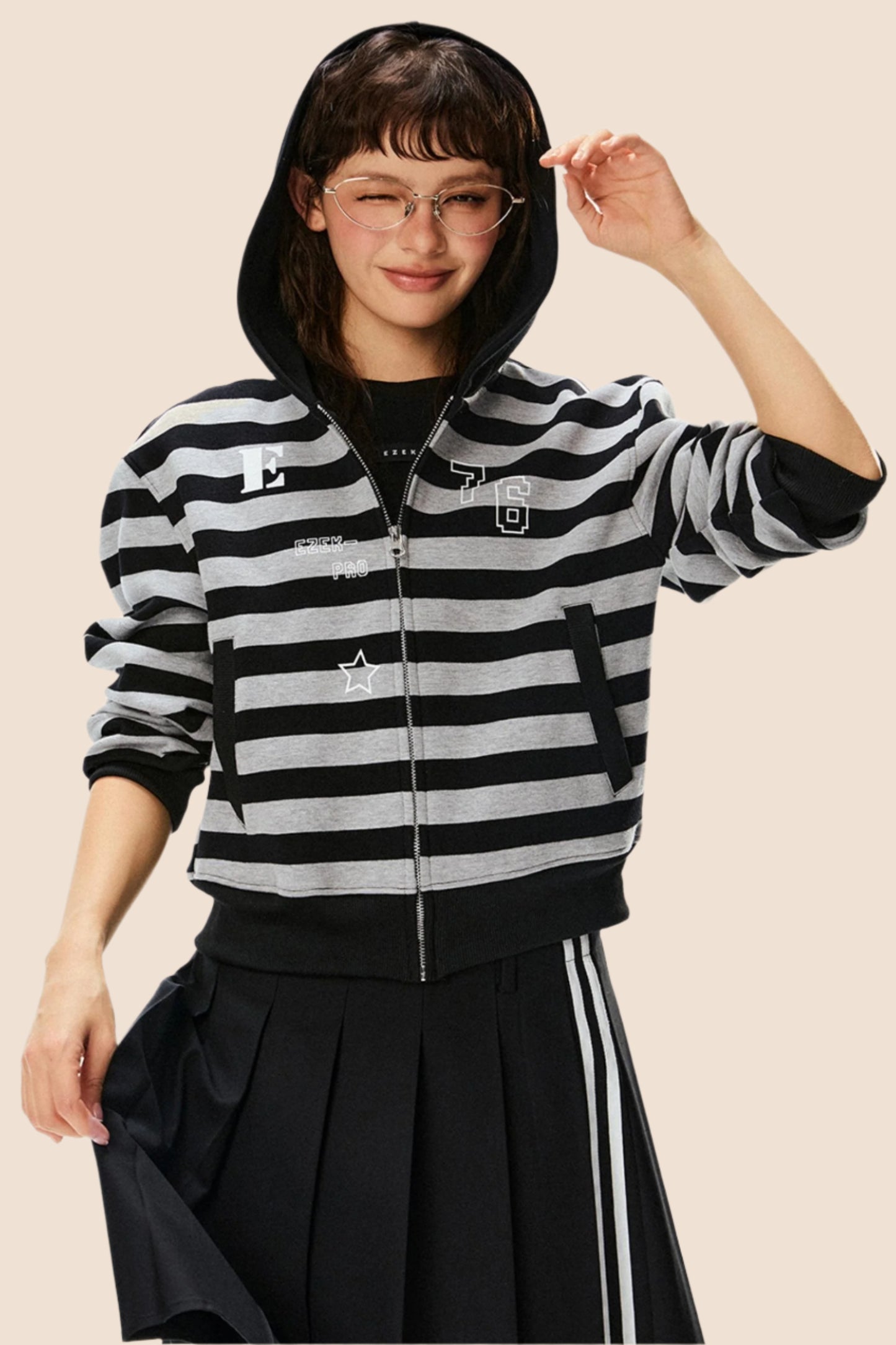 Retro Hooded Striped Sweatshirt