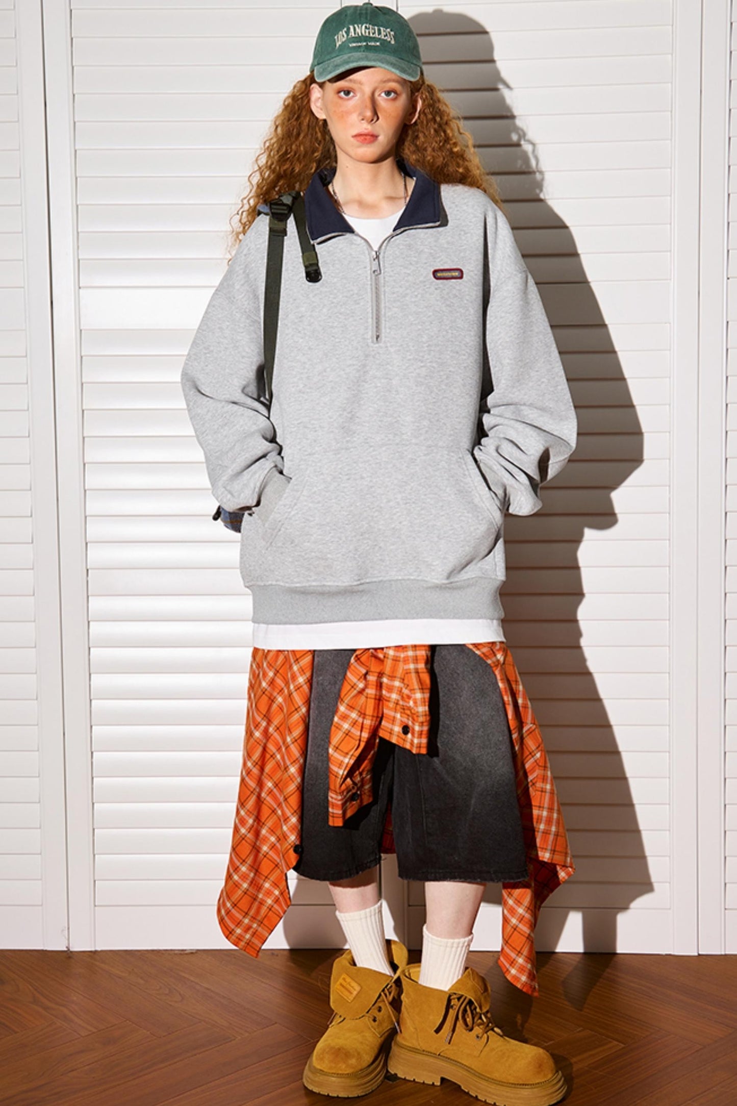 Polo Neck Zip-Up Sweatshirt