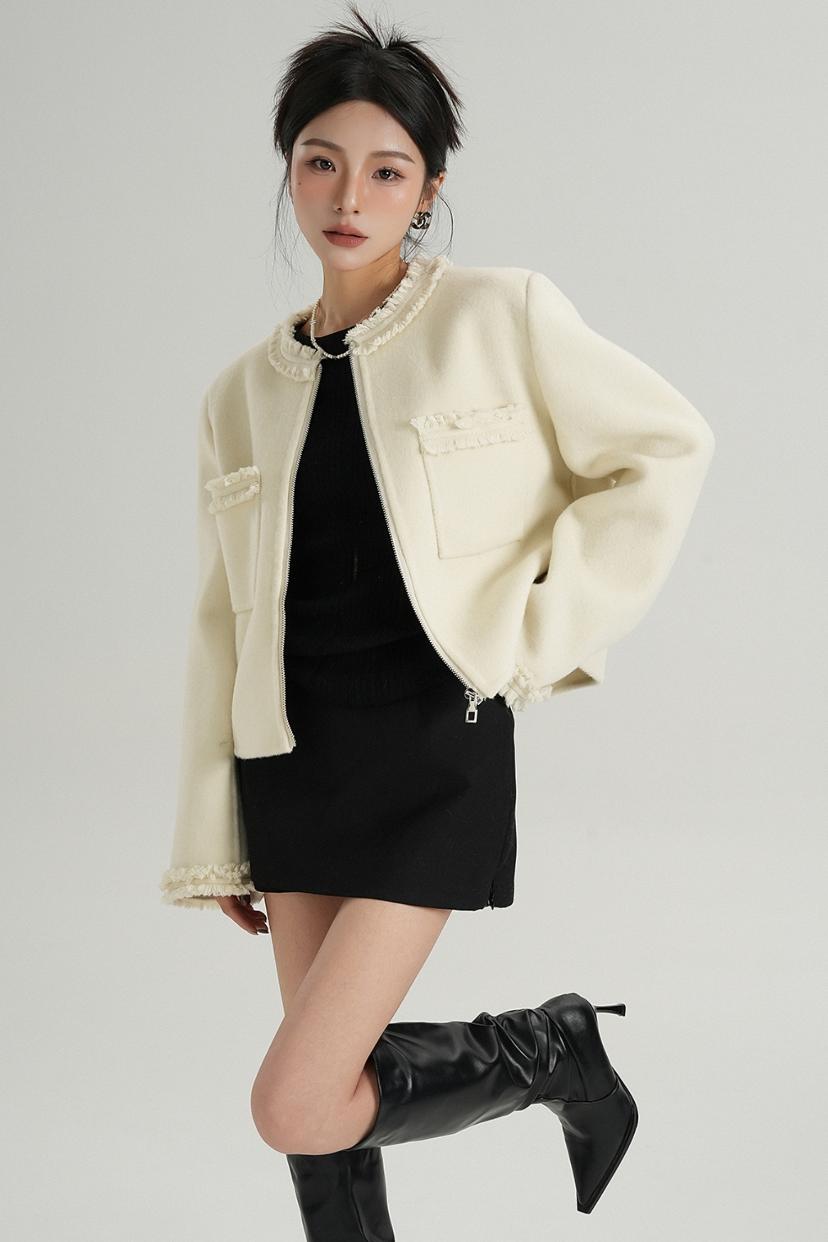 Tassel Edge Tweed Short Jacket 