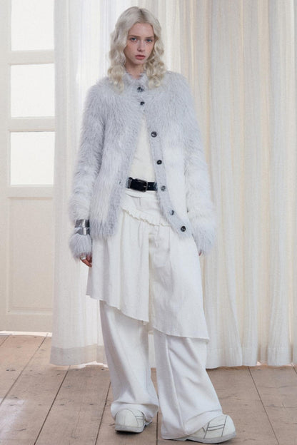 Slouchy Fur Jacquard Sweater 