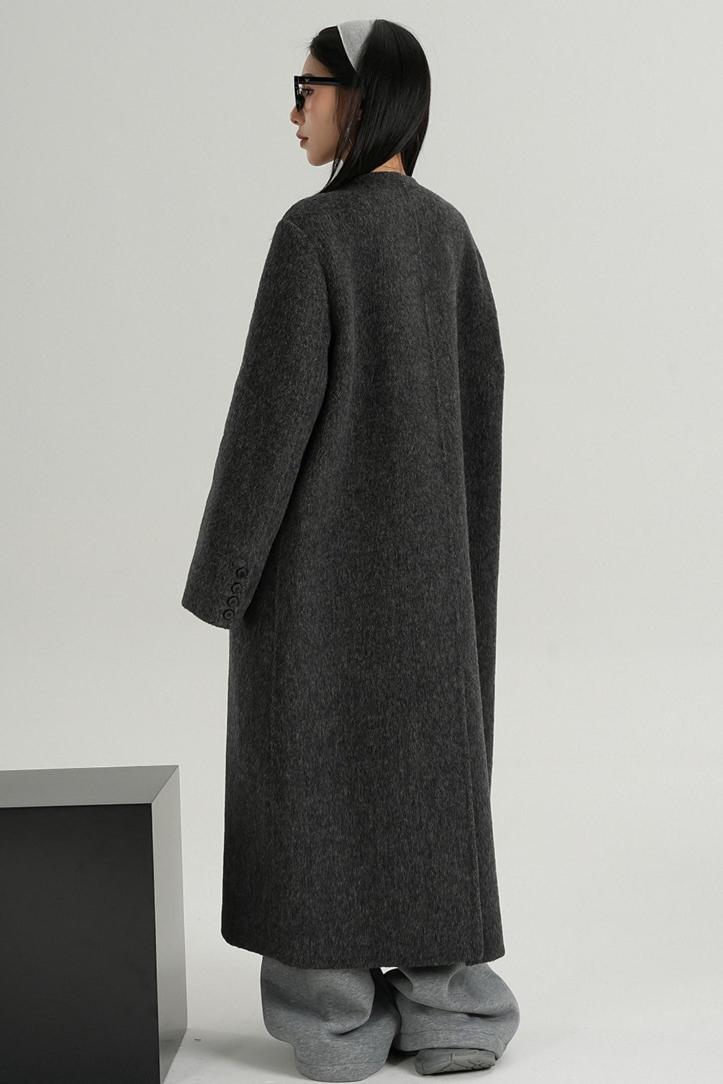 Suit Collar Tweed Wool Coat