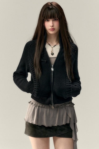 Three-Dimensional Ribbon Pocket Cardigan